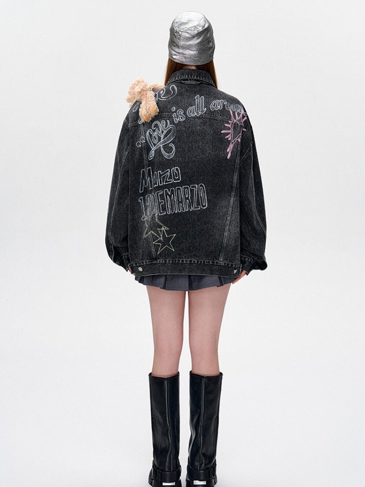 Full Graffiti Denim Jacket