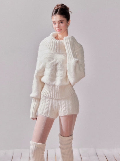 Glow Off-Shoulder Knit Sweater &amp; Mermaid Skirt Set