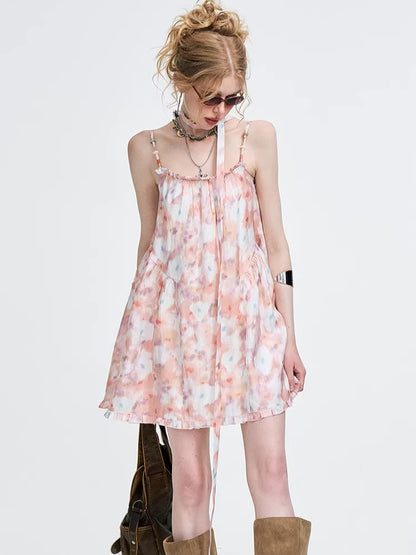 Pink Floral A-Line Camisole Dress