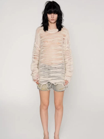 Textured Slub Wool Knit Sweater