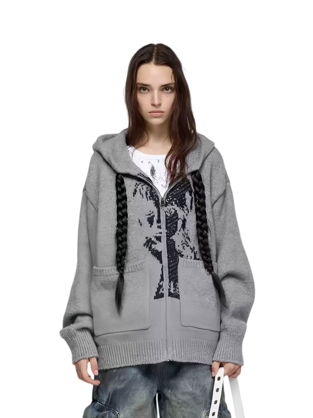 Detachable Braided-Detail Knit Sweater
