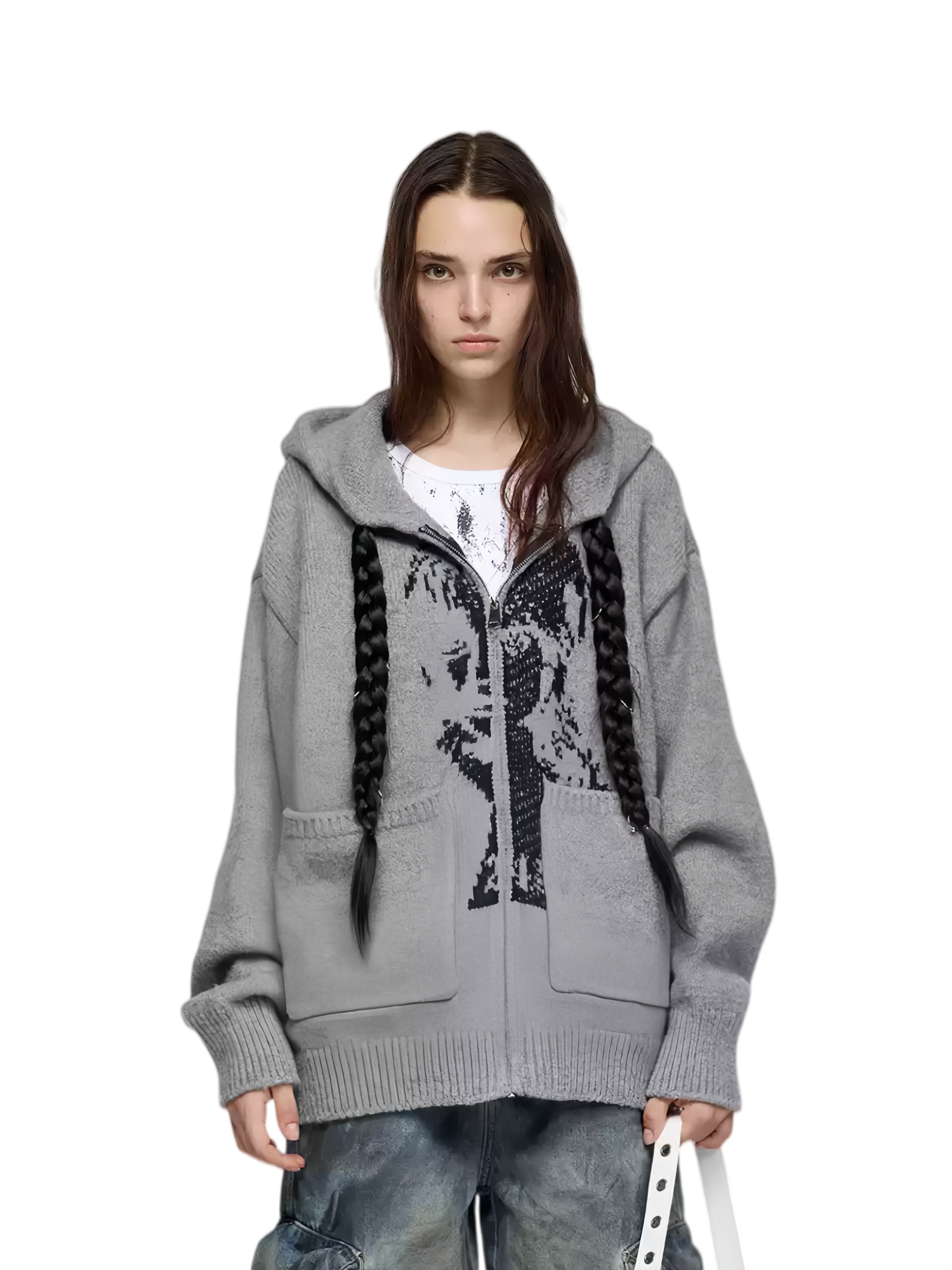 Detachable Braided-Detail Knit Sweater