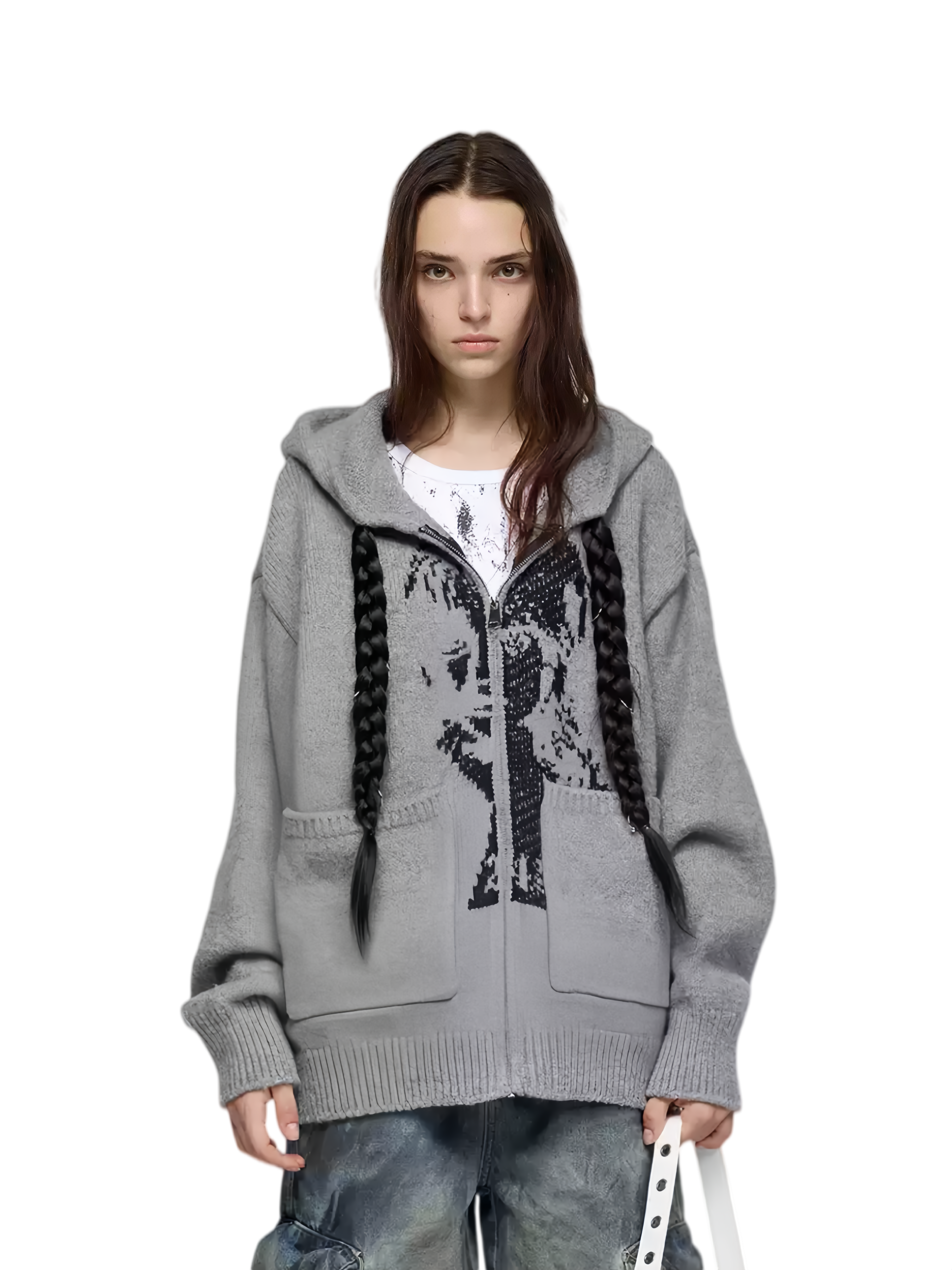 Detachable Braided-Detail Knit Sweater