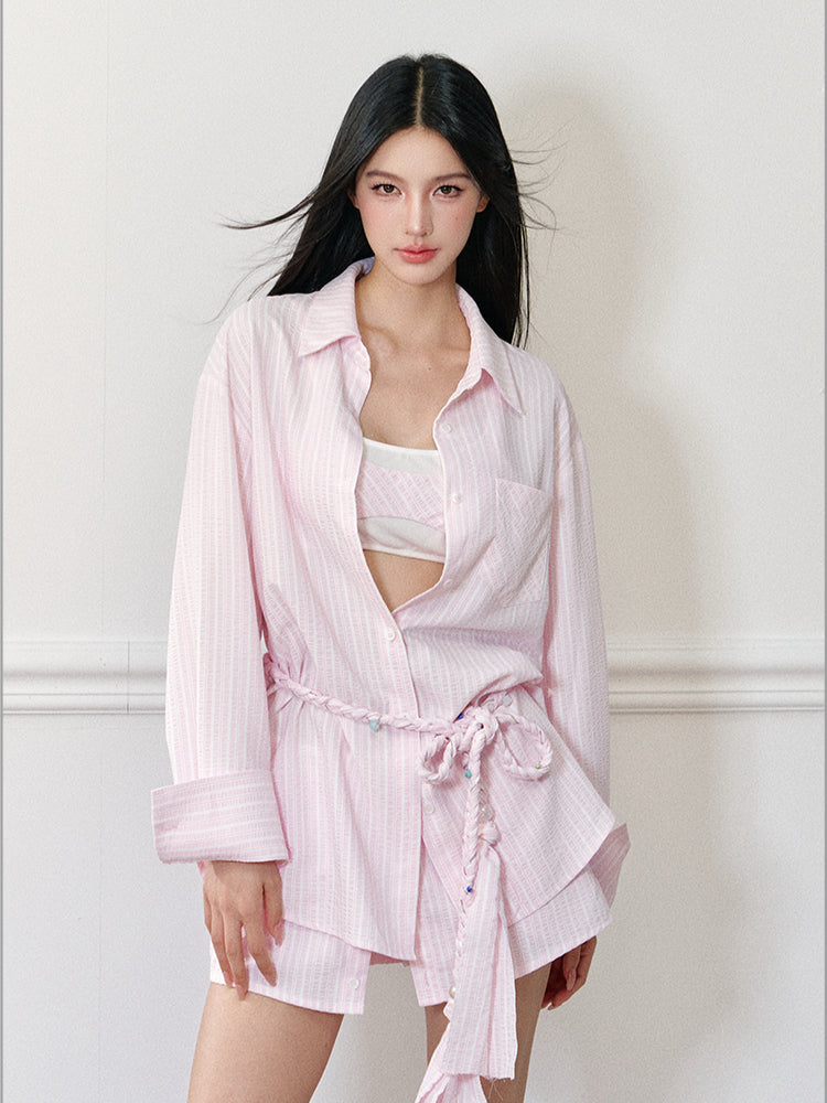 Fake Two-Piece Slip Tank Top &amp; Shorts Set