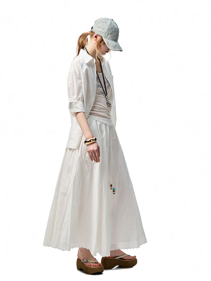 Striped Beaded A-line Skirt