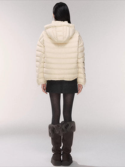 White Duck Down Hooded Puffer Jacket