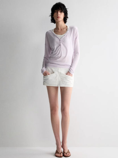 White Denim Straight Skirt