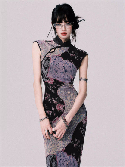 Mesh New Chinese-Style Cheongsam Dress