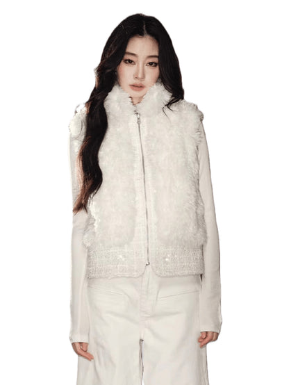 Heavyweight Beaded Wool-Blend Fleece Vest