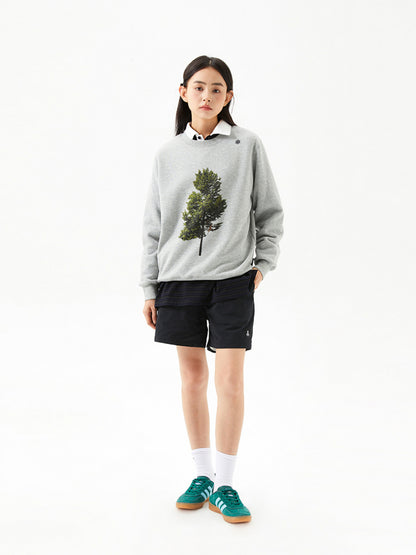 Loose Fit Printed Crew Neck Sweatshirt