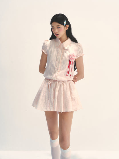 Pink Shirt-style Waist - cinched Dress - CHINASQUAD