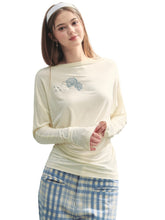 Floral Print Pleated Long-Sleeve T-shirt - CHINASQUAD