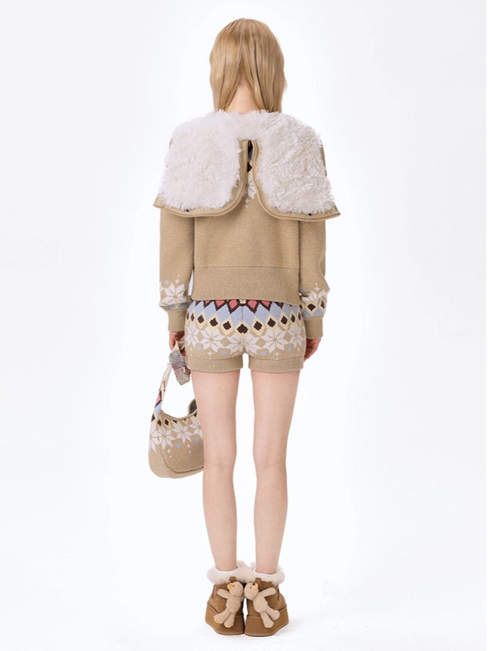 Teddy Bow Knit Handheld Bag