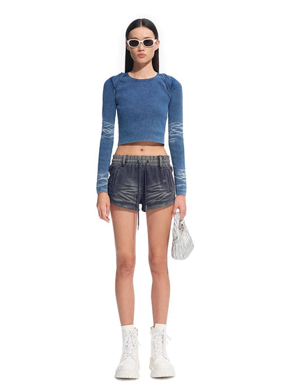&quot;Feria Series&quot; Volcano Distressed Hand-Sanded Whisker Shorts - CHINASQUAD