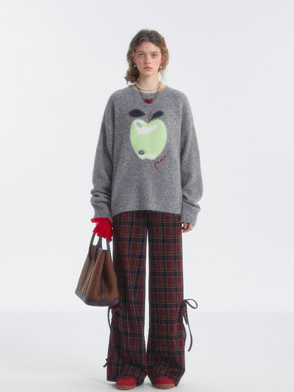 Gray Fun Apple Cloud Knit Sweater