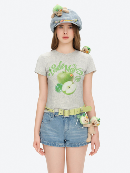 Fruit Illustration Fitted Cropped T-shirt