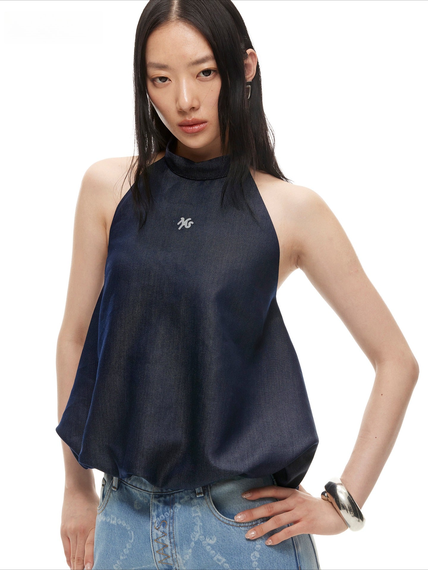Bubble Silhouette Lyocell Denim Camisole