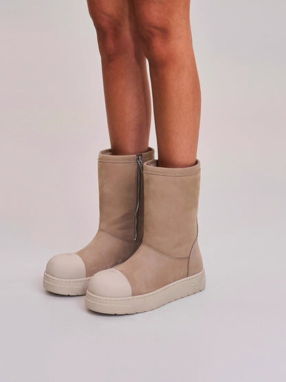 Sherpa Leather Wool Snow Boots