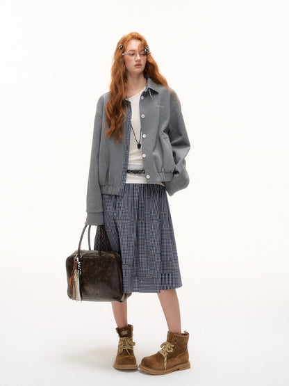 Plaid Pleated Mid-Length Skirt