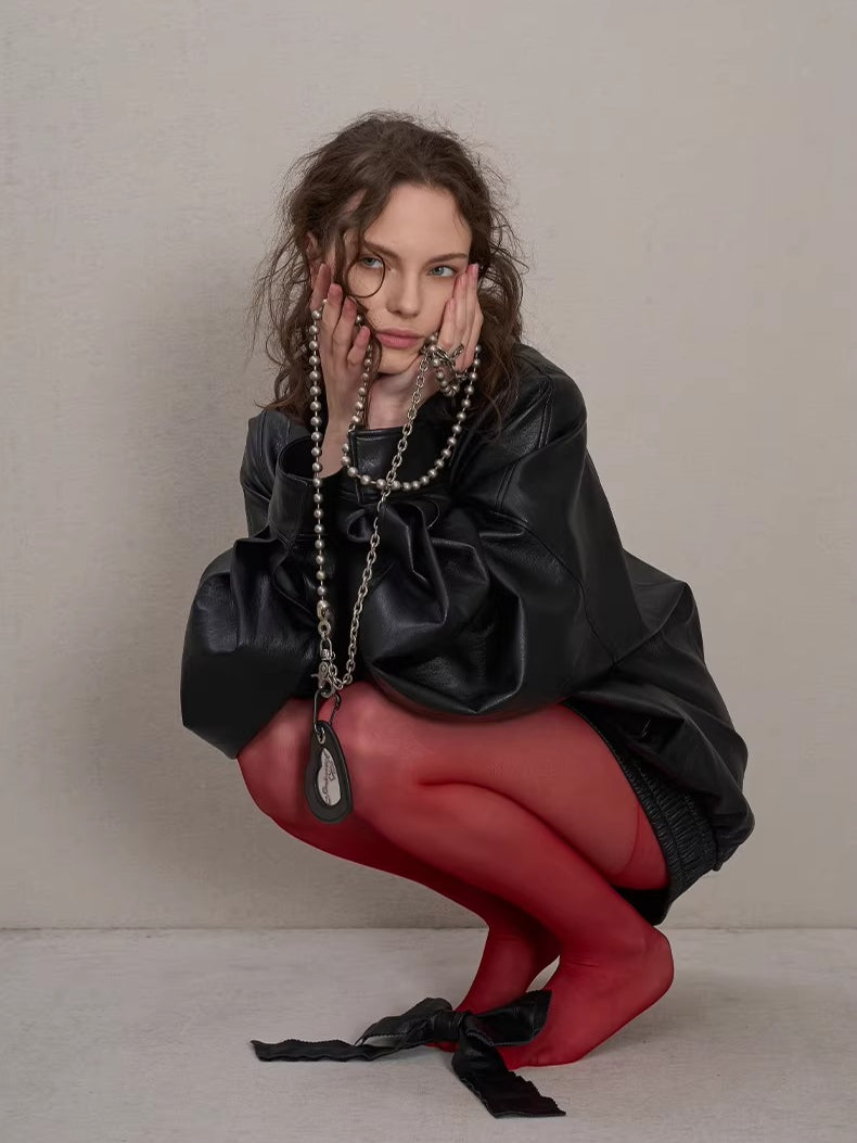 Layered Soft Leather Relaxed-Fit Jacket