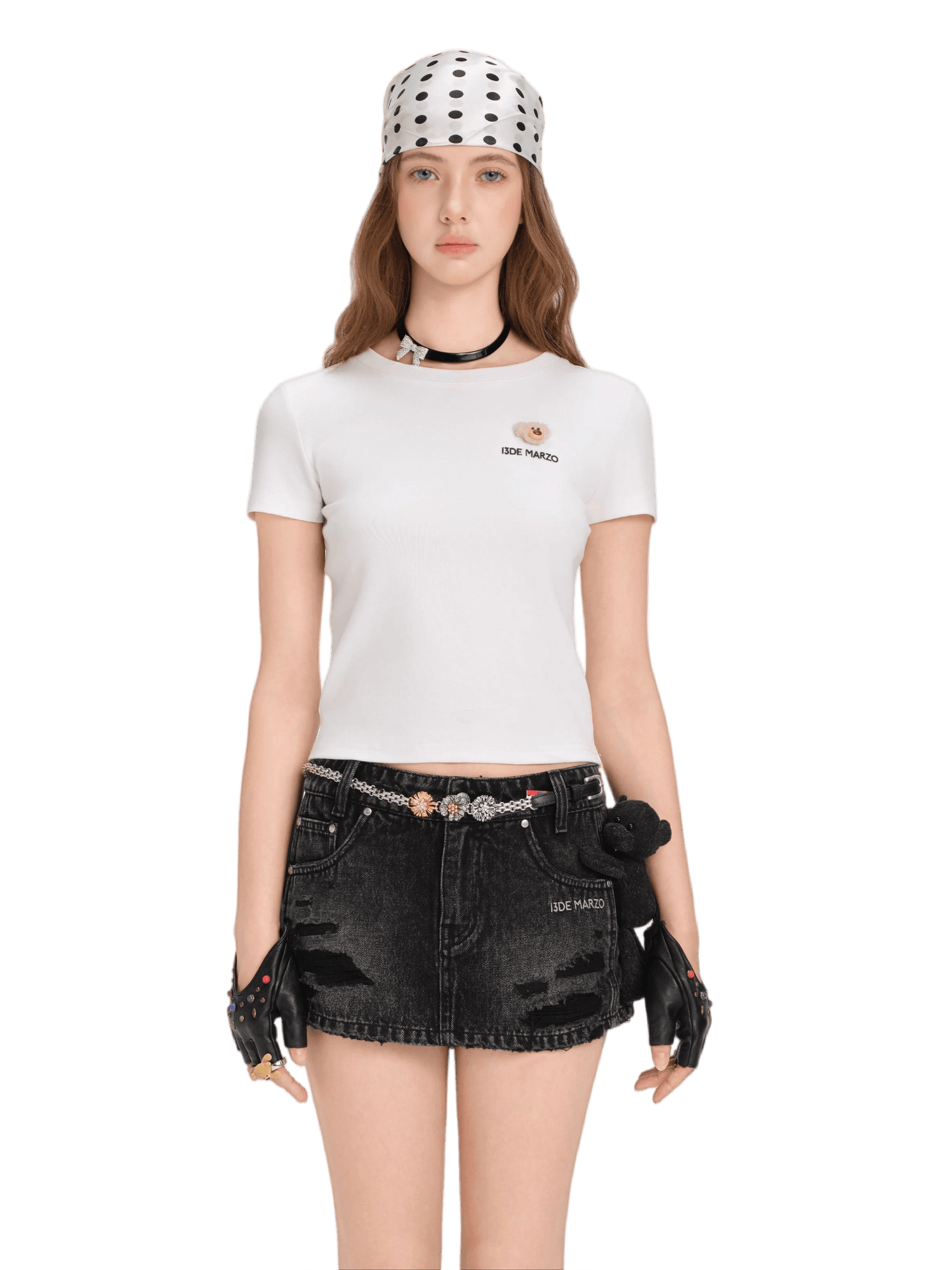Mini Bear Fitted Cropped Tee