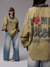 Vintage V-Neck Check Jersey Shirt - CHINASQUAD