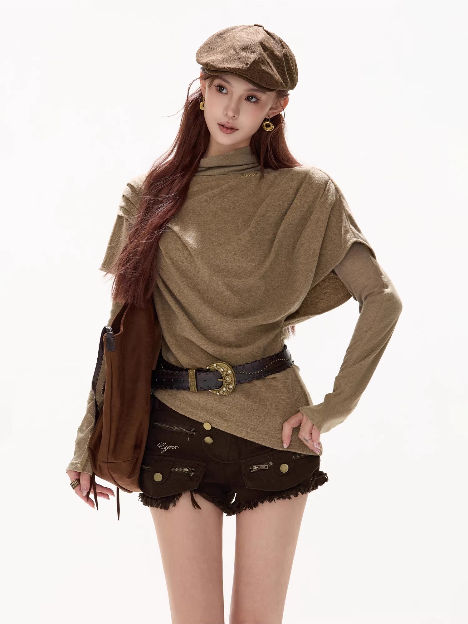 Relaxed Draped Batwing Knit Pullover