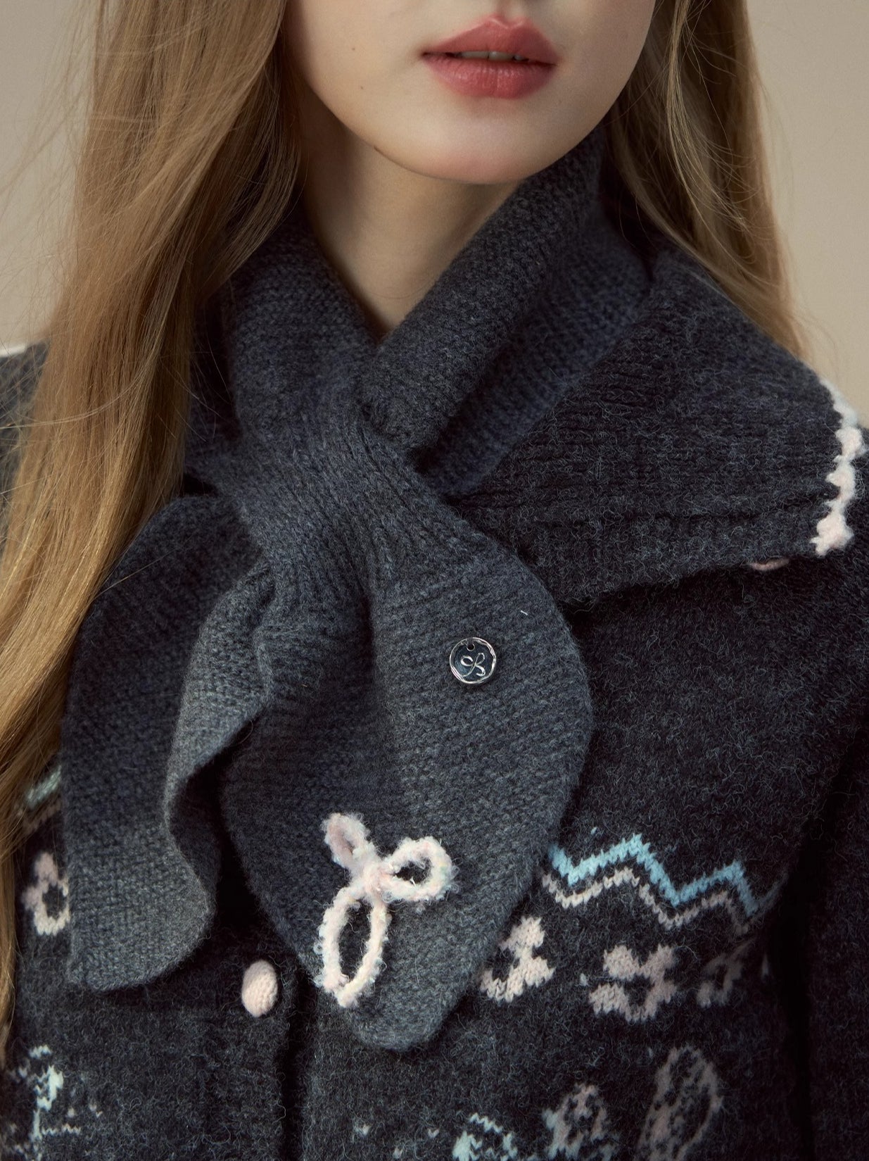 100% Wool Bow Scarf