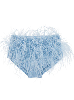 Light Blue &amp; Pink Feather Knit Briefs Short