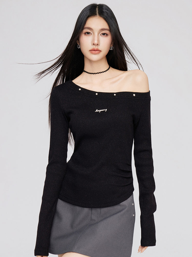 Asymmetric Shimmer Knit Top