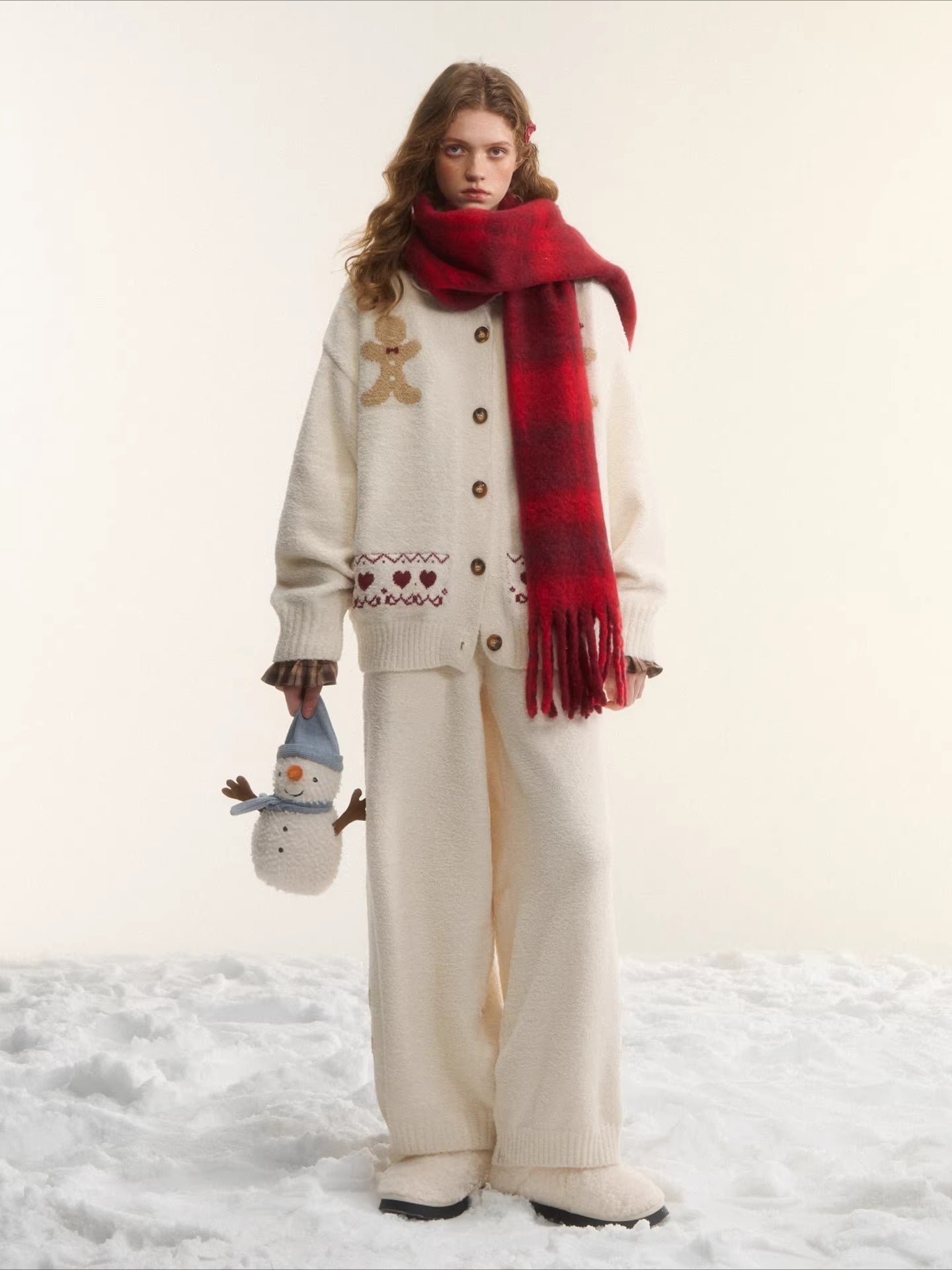 Vintage Wool-Blend Red Plaid Scarf