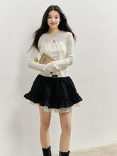 Handmade Rhinestone Collar Rose-Embroidered Knitted Cardigan - CHINASQUAD