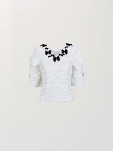 White V-Neck Bowtie Off-Shoulder Blouse - CHINASQUAD