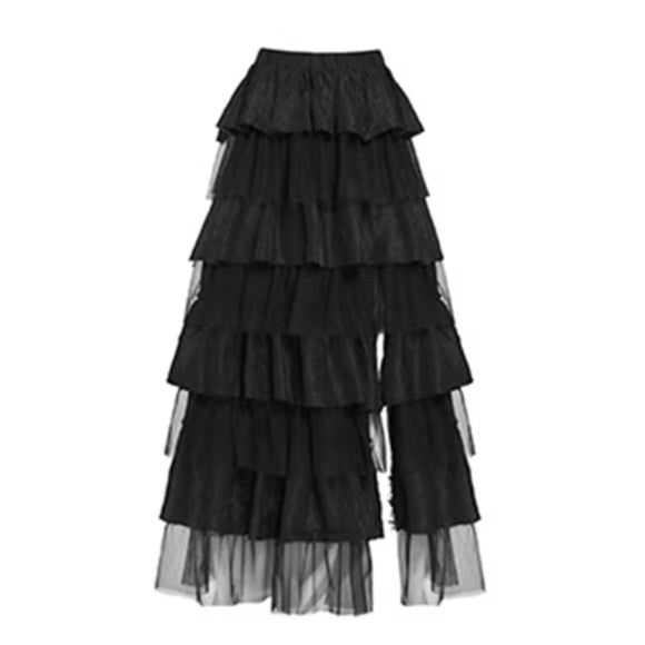 Light Dark Romantic Layered Tulle Maxi Skirt
