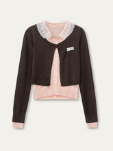 Lace Collar Fake Two-piece Cardigan - CHINASQUAD