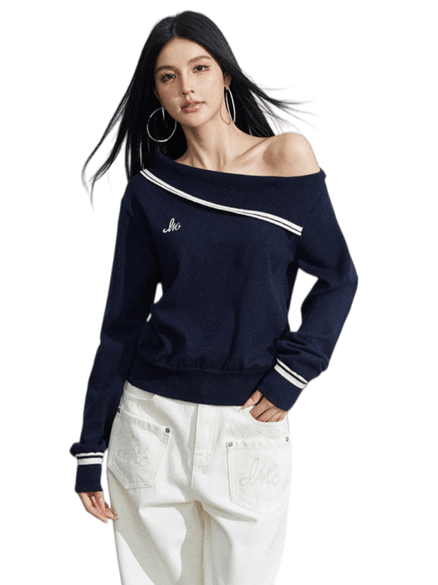 Off-Shoulder Merino Wool Blend Knit Base Layer