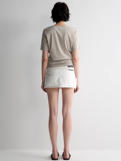 White Denim Straight Skirt