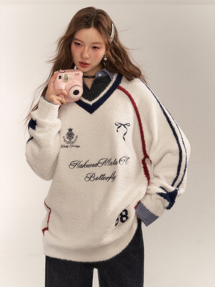 American Sports Bow Embroidered Sweater