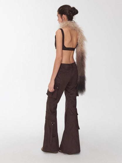 Dual-Layer Suede Lace-Up Bustie Corset