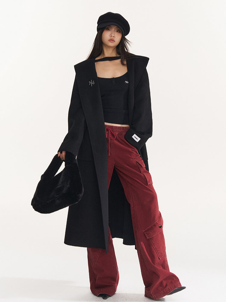 Wool Belted Hooded Coat