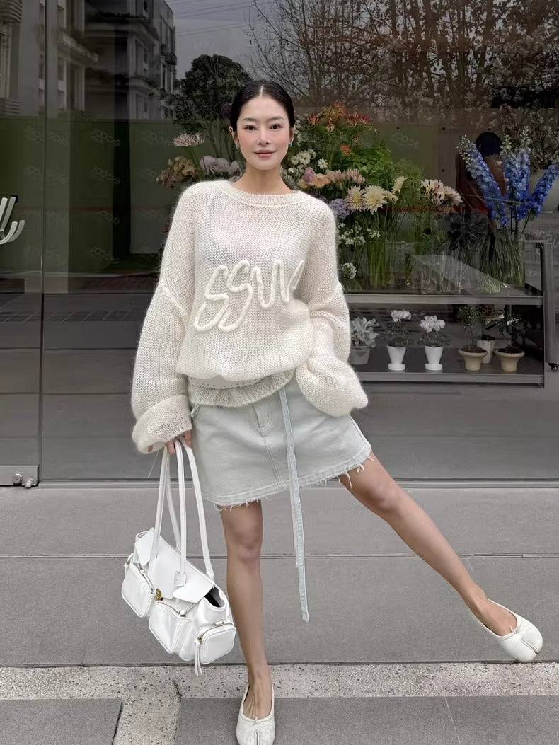 Mohair-Blend Oversized Knit Sweater
