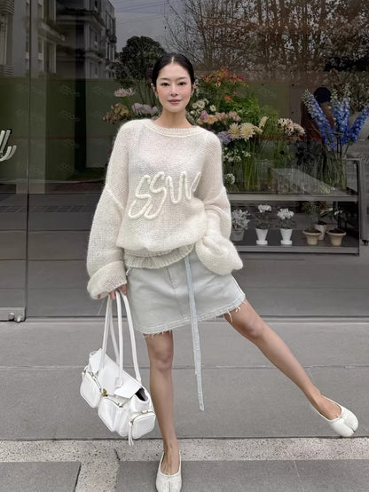 Mohair-Blend Oversized Knit Sweater
