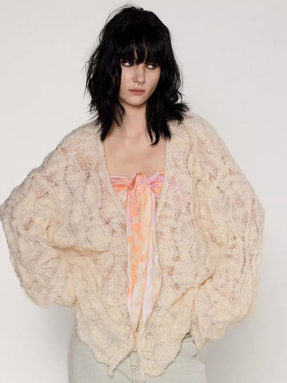 Mohair–Alpaca Cable-Knit Cardigan