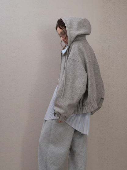 Wool-Blend Hooded Varsity Jacket