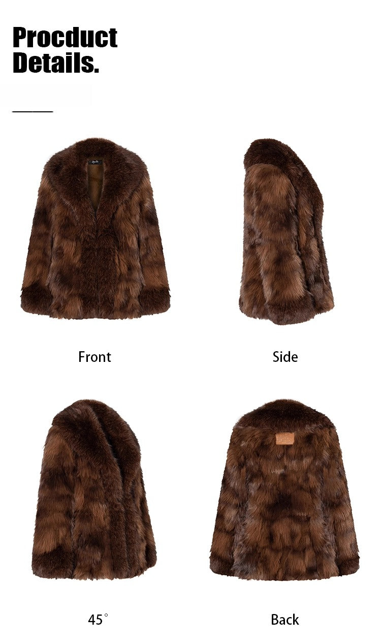 Vintage Brown Faux-Fur Collar Coat