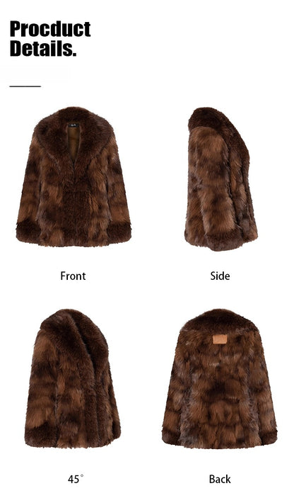 Vintage Brown Faux-Fur Collar Coat
