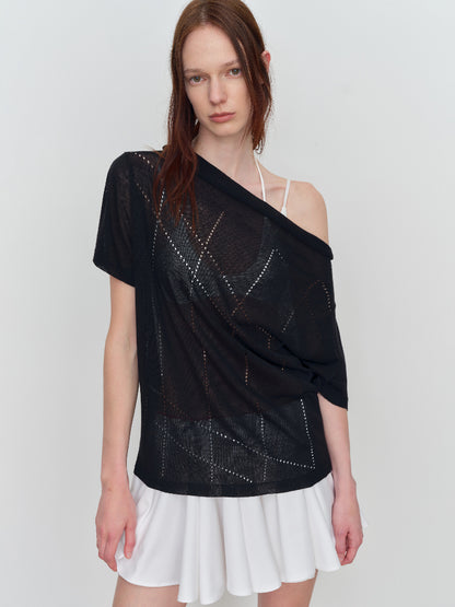 Linen Hollow-out Knitted T-Shirt