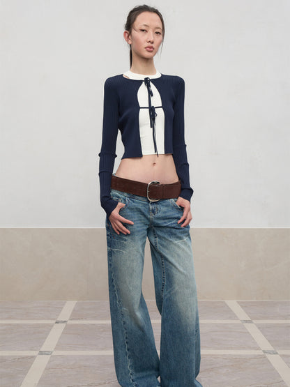 Spun Long-Sleeve Knit Cardigan