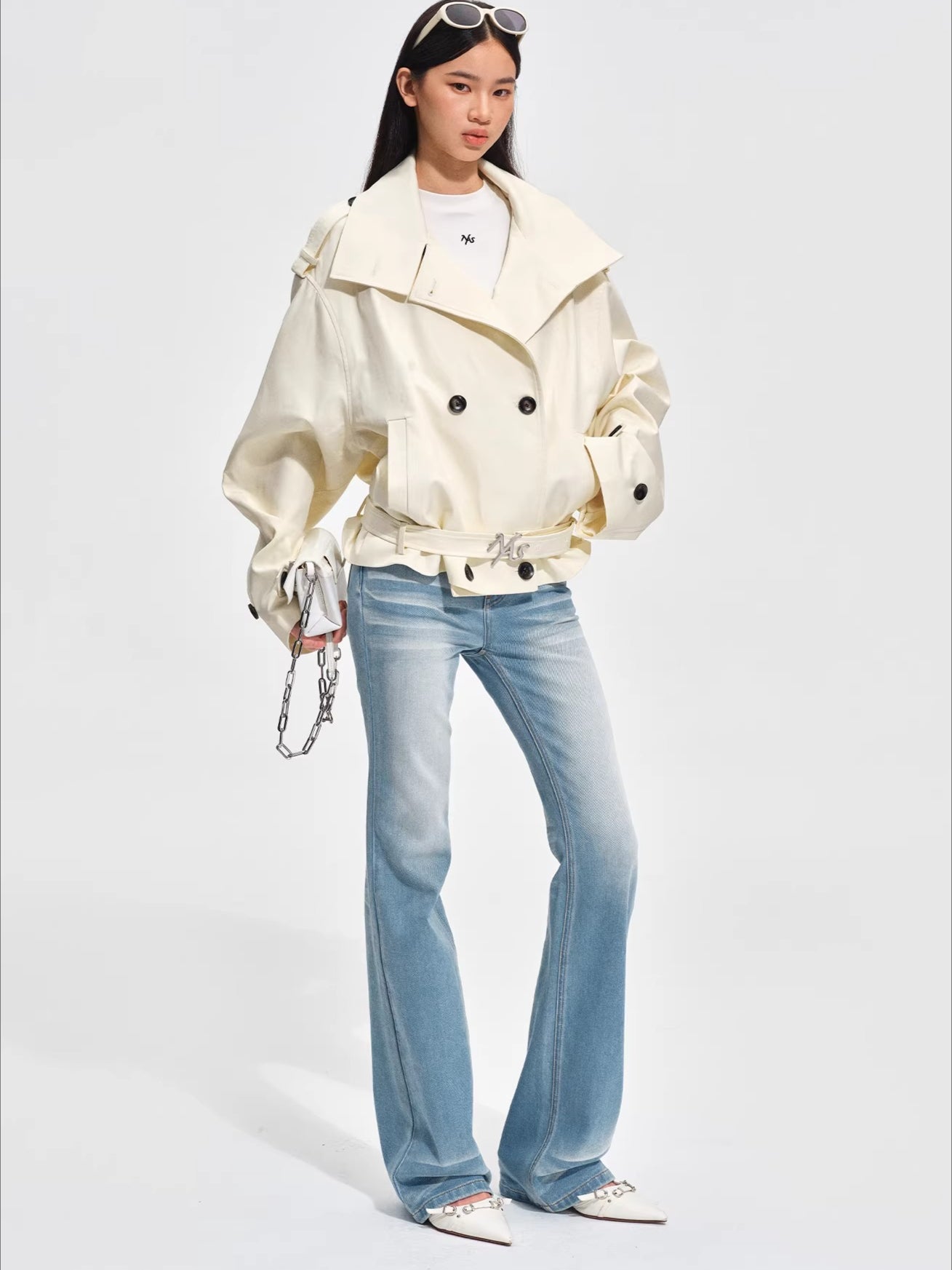 Washed Cotton-Tencel Moto-Style Short Jacket