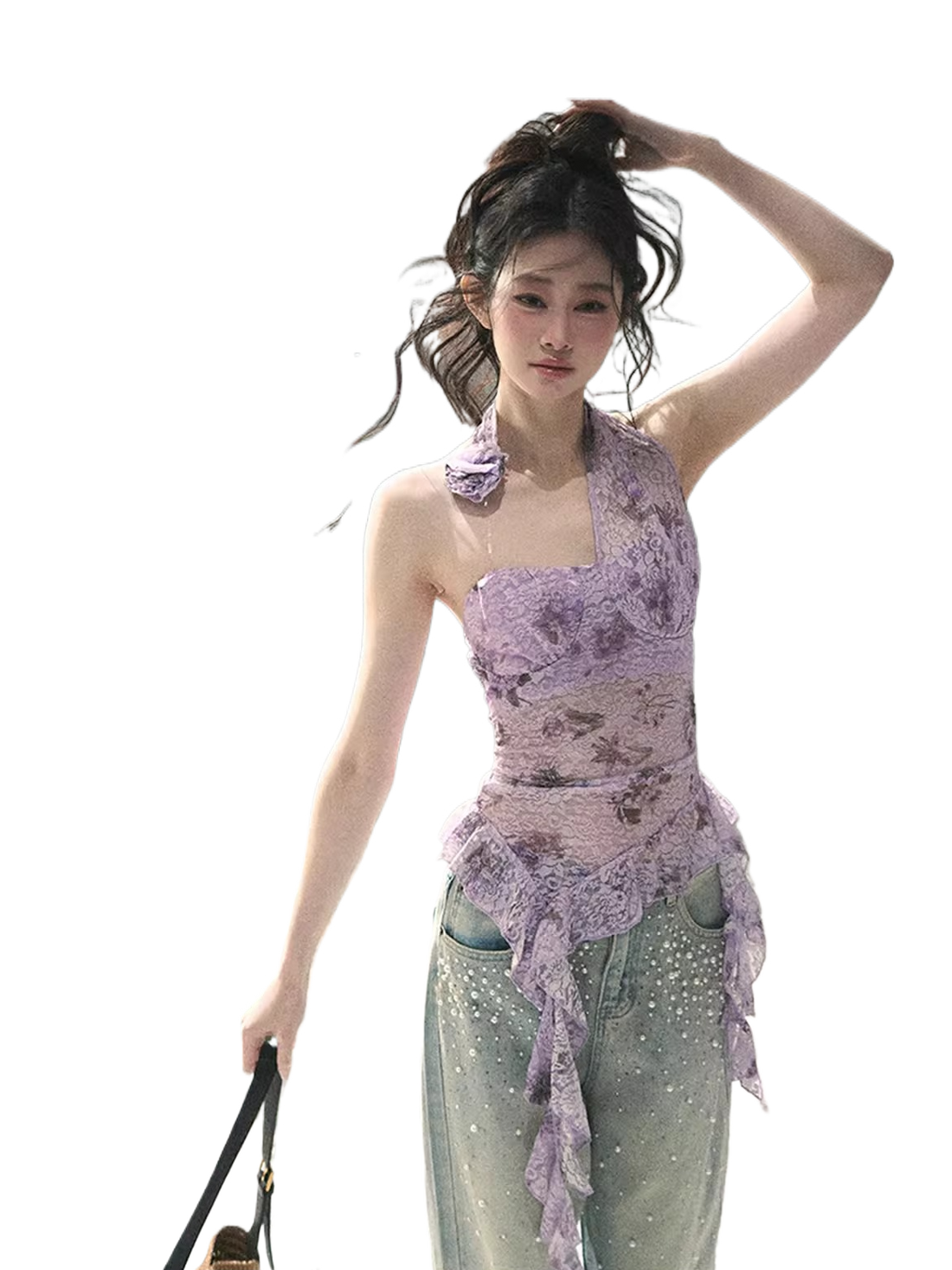 Bauhinia Bloom Asymmetric Halter Top